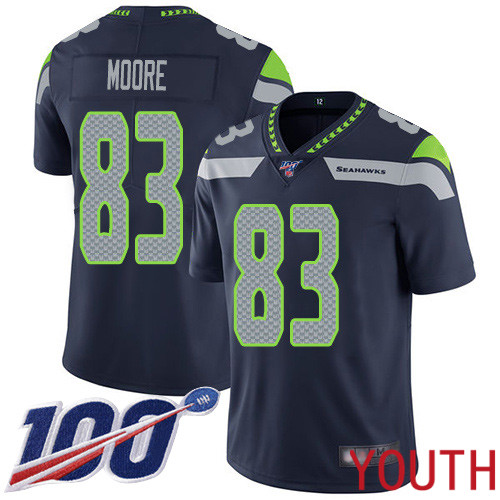 Seattle Seahawks Limited Navy Blue Youth David Moore Home Jersey NFL Football #83 100th Season Vapor Untouchable